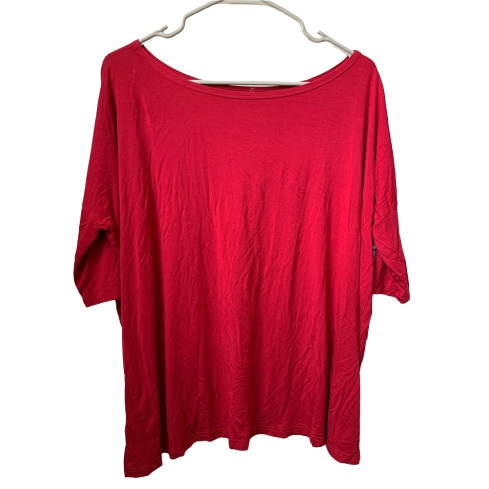 PIKO 1988 Women’s Red 1/2 Sleeve Rounded Neck Bamboo Spandex Blouse
